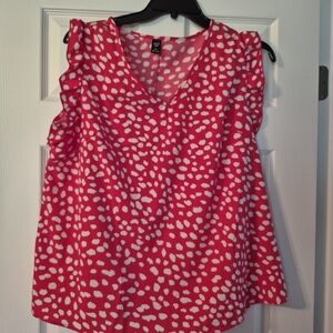 SHEIN Red and White Patterned Blouse